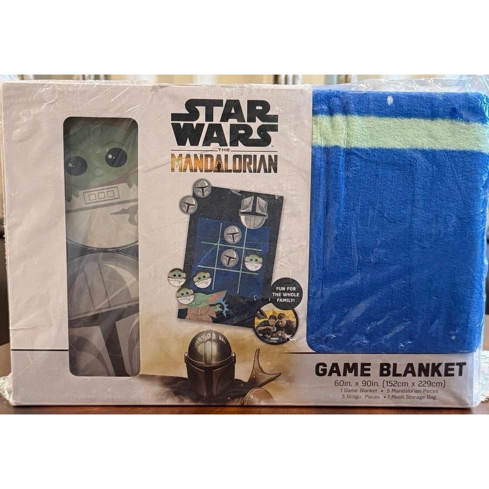 Large Star Wars Madalorian Plush Blanket Game Set 60"x90" w/5 Game Pieces & Bag